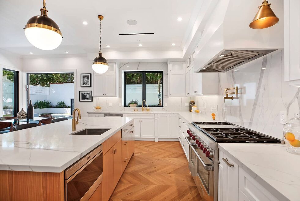 kitchen remodeled with marble countertop by iBuilders Pro in Sunnyvale